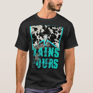 T-shirt Cuir de vache Crâne de taureau Quand il pleut il v