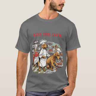 T-shirt Cuisine avec un chien de chef Embrassez le cuisini
