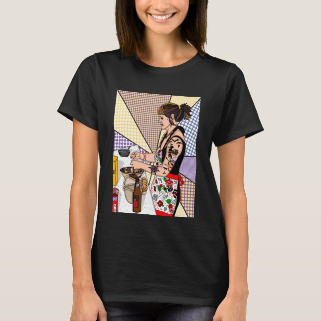 T-shirt Cuisine rétro Pop Art Tattoo Lady Cuisine (Devant)