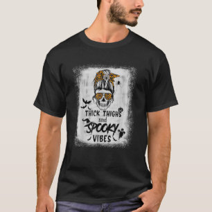 T-shirt Cuisse Épaisse Du Crâne Bleu Messy Et V Éffrayant