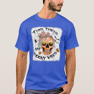 T-shirt Cuisse Épaisse Et Vibes Éffrayantes Citrouilles Fe