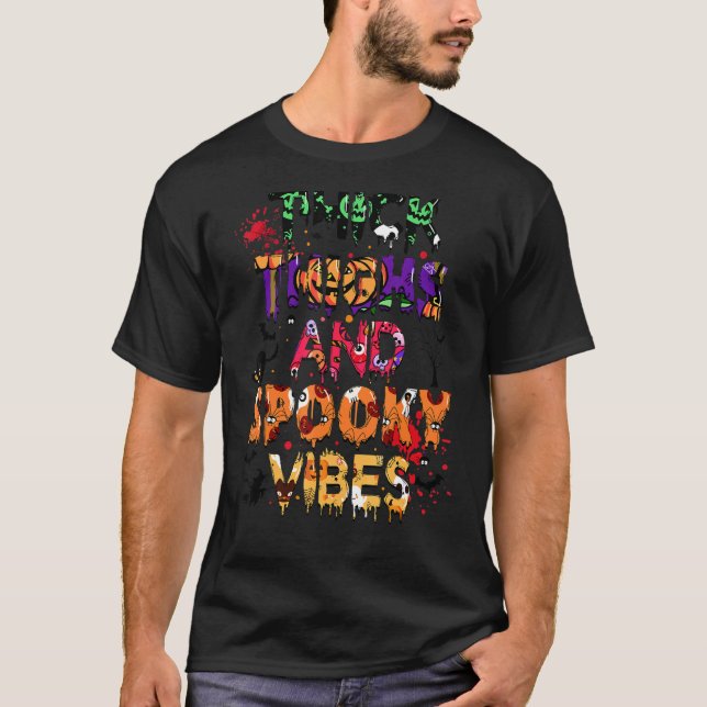 T-shirt Cuisse Épaisse Et Vibes Éffrayantes Costume Hallow (Devant)