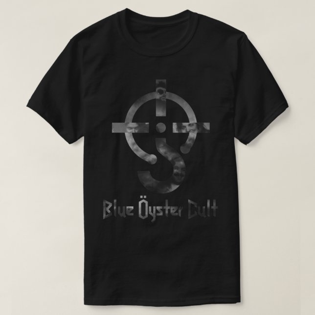 T-shirt Culte d'huître bleue - noir et blanc - avec texte  (Design devant)