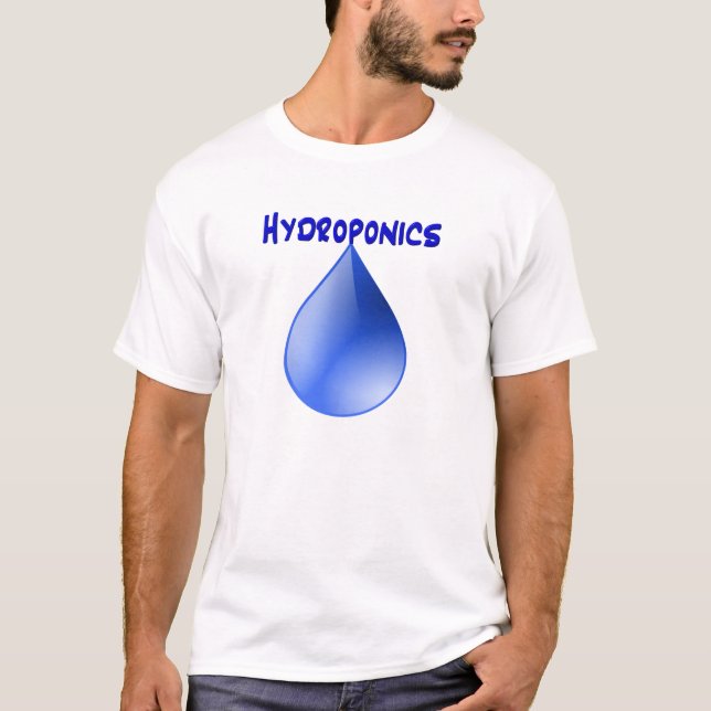T-shirt Culture hydroponique, texte bleu, baisse de l'eau (Devant)