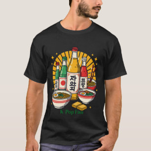 T-shirt Culture Pop Coréenne Impression Poitrine