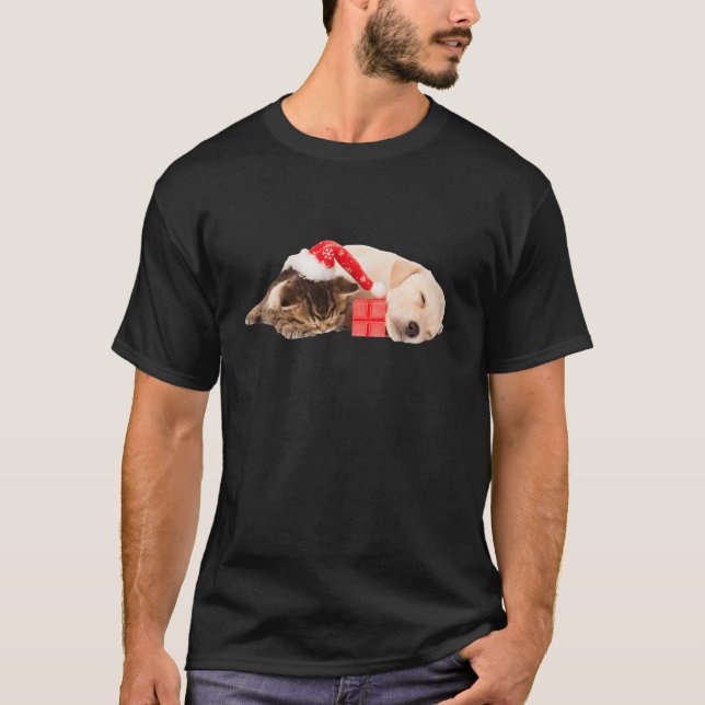 T-shirt Cume Jaune Lab Chien Chien Chien Santa Chapeau Noë (Devant)