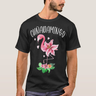 T-shirt Cunadamingo Soeur Espagnole En Droit Drôle Flamant