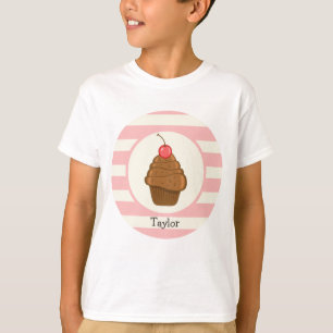 T-shirt Cupcake au chocolat avec des rayures cerises et ro