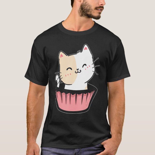 T-shirt Cupcake Chat Kitty Lover Feline Meow Propriétaire  (Devant)