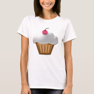 T-shirt Cupcake coupé avec cerise rose sur le dessus