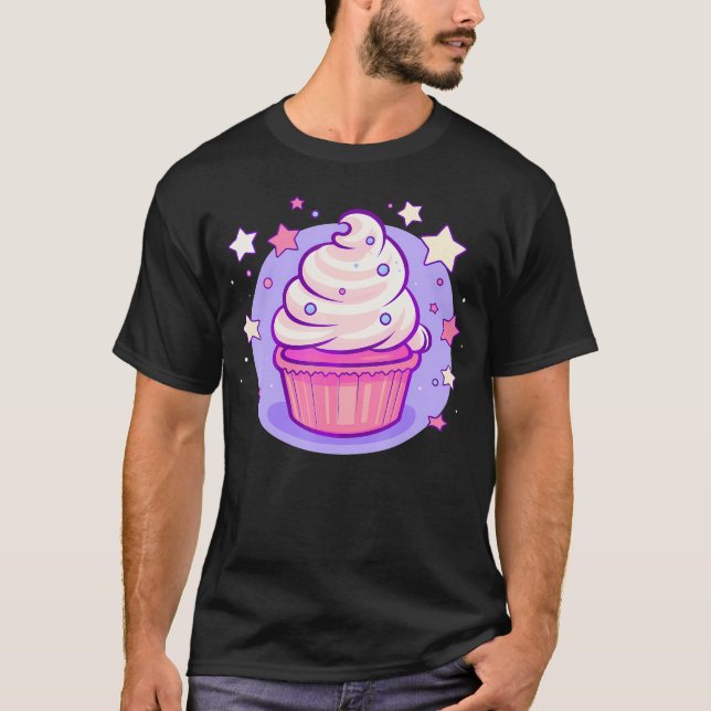 T-shirt Cupcake Cute Pastel Kawaii Stars Célestes Cuisson (Devant)