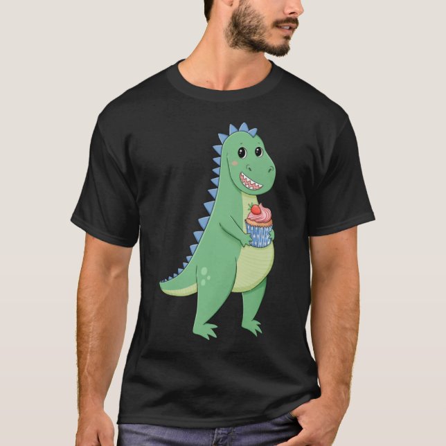 T-shirt Cupcake T-Rex Dinosaur Baker Pâtisserie Chef Dino  (Devant)