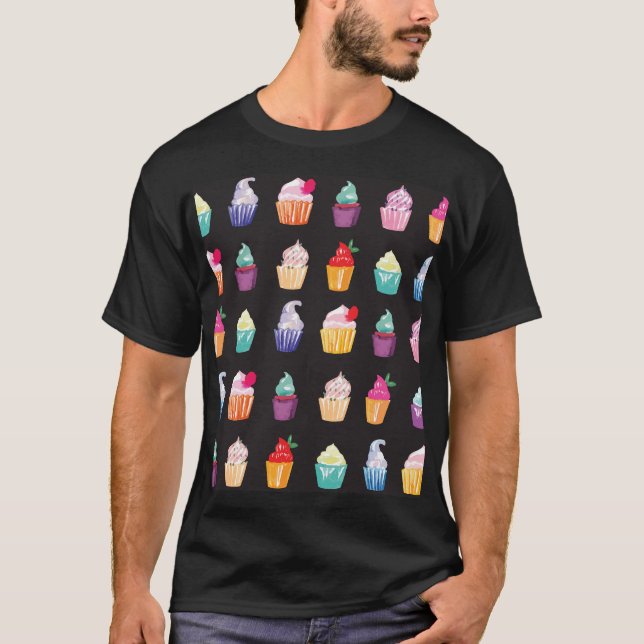 T-shirt Cupcakes aquarelle : Arrière - plan sans charme (Devant)