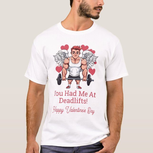 T-shirt Cupid Valentine's Day Fitness Barbell Coach (Devant)