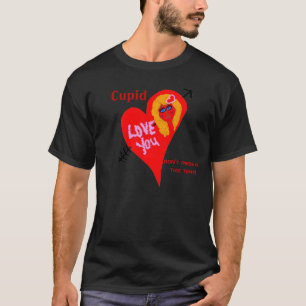 T-shirt Cupidon ne pas s'accroupir Coeur Rouge Aimer Noir
