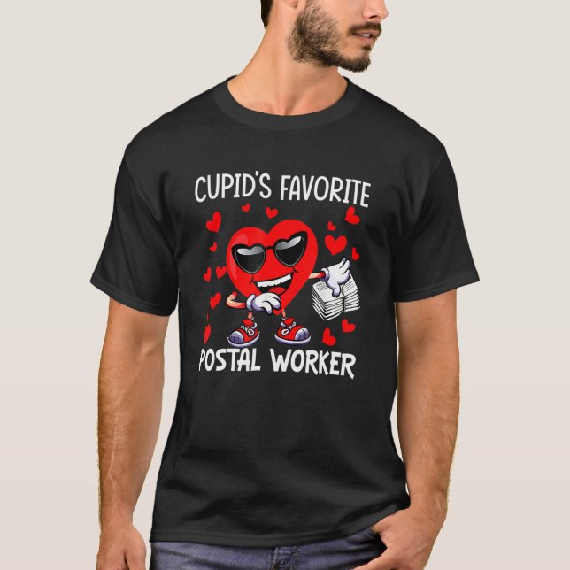 T-shirt Cupid's Favorite Postal Worker Mailman Happy Valen (Devant)