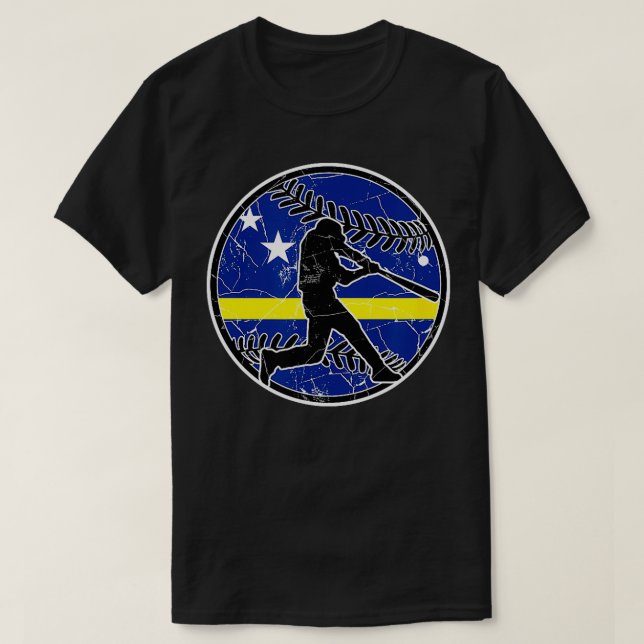 T-shirt Curaçao Drapeau Baseball Hitter Baseball Softball  (Design devant)