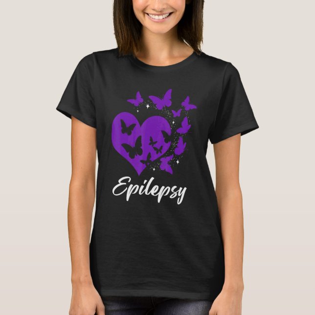 T-shirt Cure Epilepsy Awareness Day Warrior Butterfly Purp (Devant)