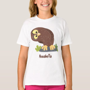 T-shirt Curieux et drôle dessin animé de chouette brune