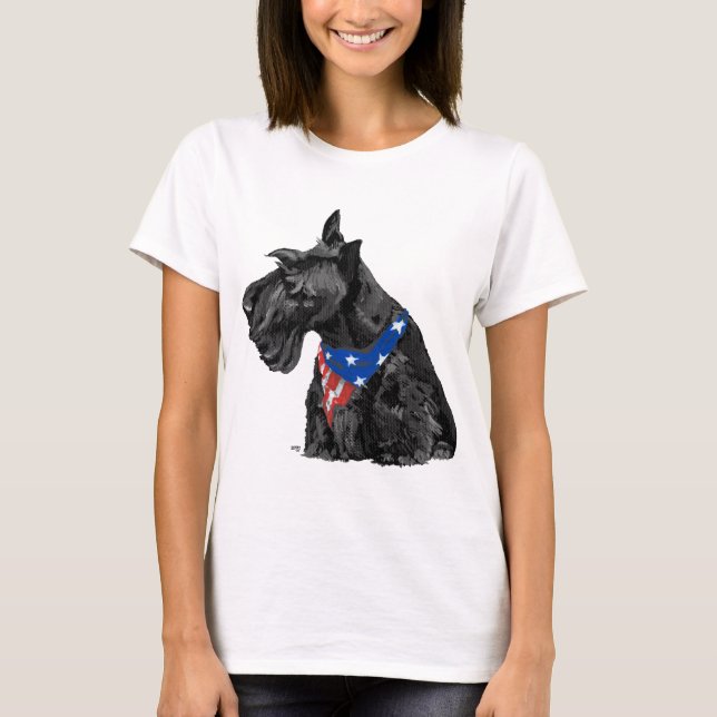 T-shirt Curieux patriotique écossais Terrier (Devant)