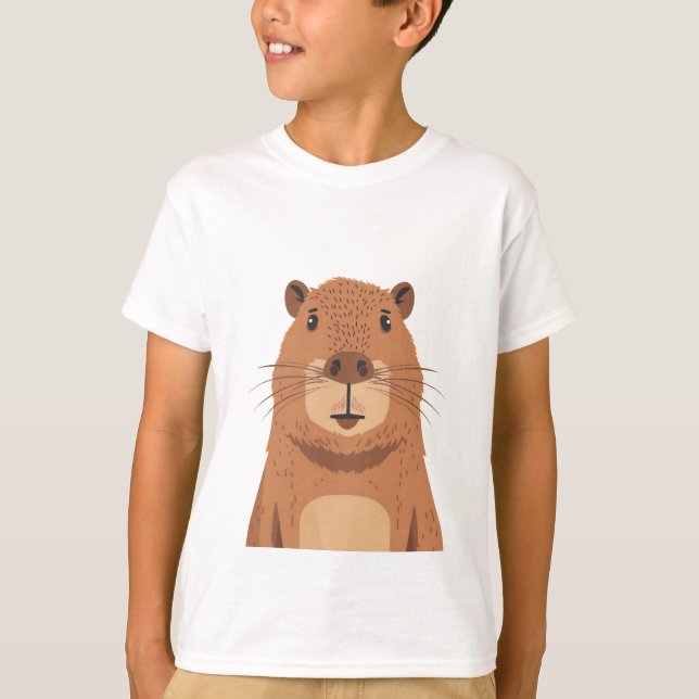T-shirt Curieux portrait Capybara (Devant)