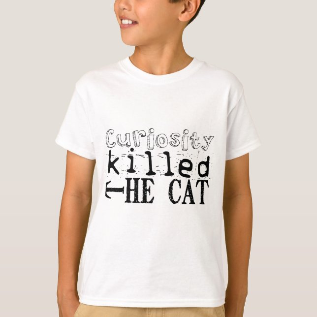 T-shirt Curiosity tua Cat Proverb Kids Tee (Devant)
