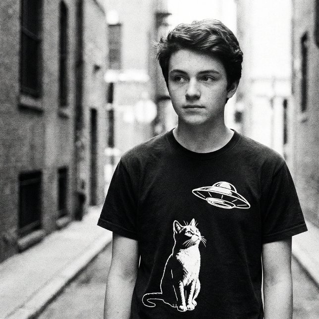 T-shirt Curious Cat Watching UFO – Funny Alien Cat Sci-Fi (Créateur téléchargé)