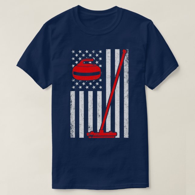 T-shirt Curling drapeau américain (Design devant)