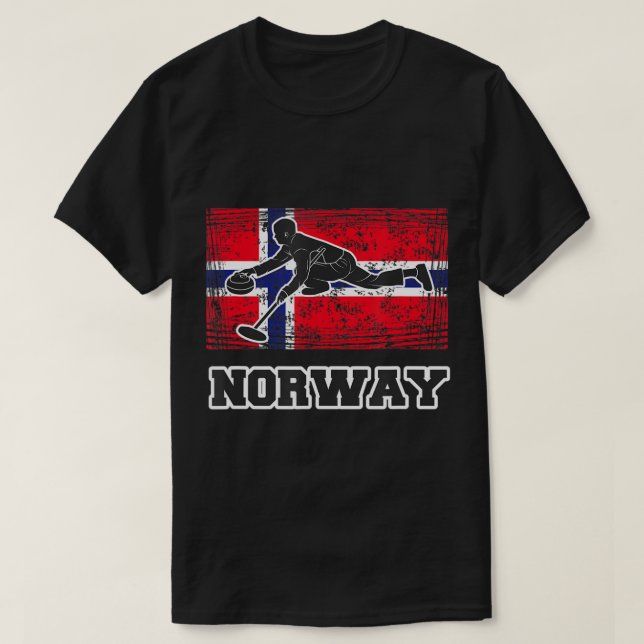 T-shirt Curling Drapeau Norvégien (Design devant)