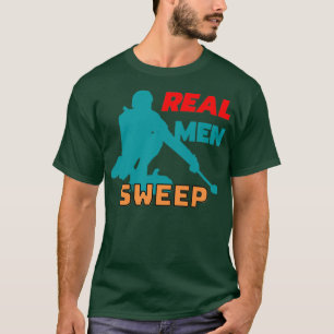 T-shirt Curling Les vrais hommes balaient la conception pe