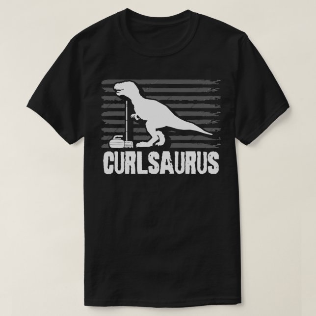 T-shirt Curling Saurus Dinosaur Curling Stone Sport d'hive (Design devant)