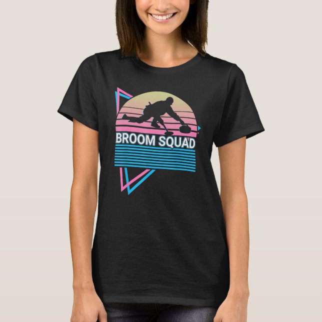 T-shirt Curling Stone Curling Player Retro Broom Squad (Devant)