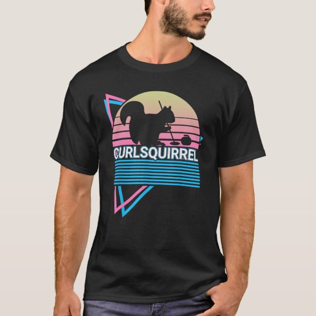 T-shirt Curling Stone Curling Player Retro Curlsquirrel (Devant)