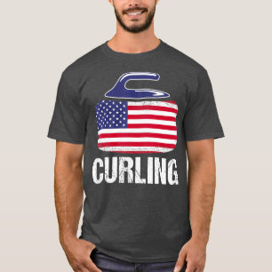 T-shirt Curling USA Rouge Blanc Bleu Curling Pierre Drapea