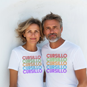 T-shirt Cursillo coloré empilé arc-en-ciel De Colores