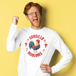 T-shirt Cursillo Décolores Rooster coloré avec croix