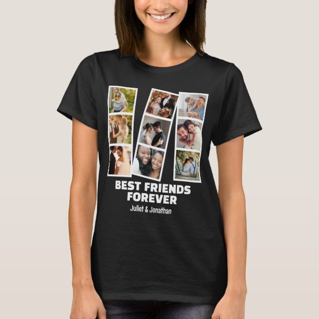 T-shirt Custom 9 Collage photo et nom Meilleur ami pour to (Devant)