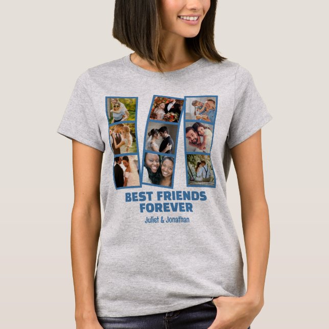 T-shirt Custom 9 Collage photo et nom Meilleur ami pour to (Devant)