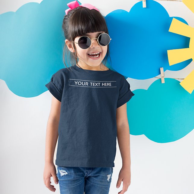 T-shirt Custom Basic Dark Navy Blue Ajouter votre texte fi (Custom Basic Dark Navy Blue Add Your Text Kid Girl T-Shirt)