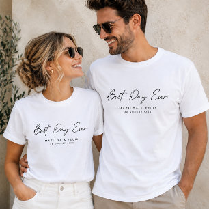 T-Shirt   Custom Best Day Ever Wedding Couple Shir