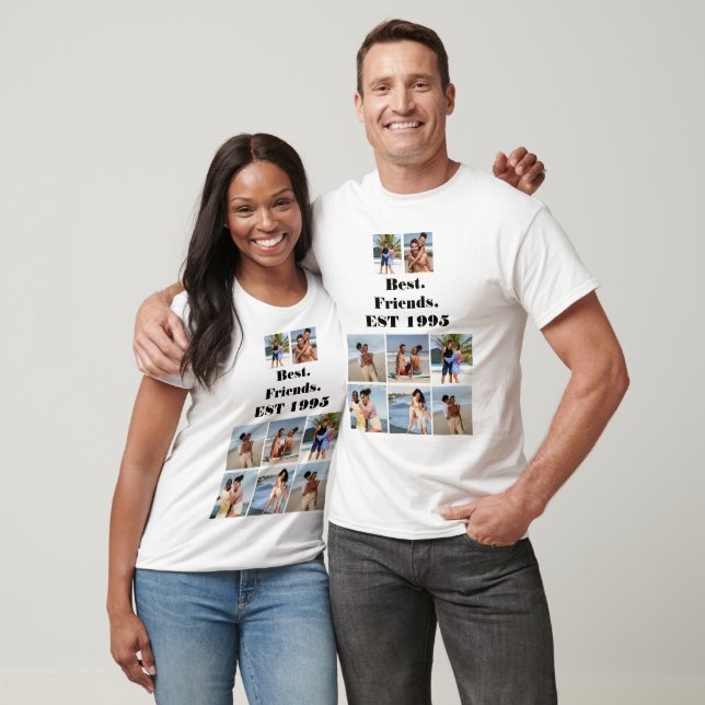 T-shirt Custom Best Friends depuis 1995 8 photo collage (Unisexe)