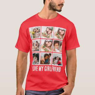 T-shirt Custom Cute J'aime ma petite amie 9 Photo collage