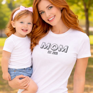 T-shirt Custom Date Established Mom Black Script
