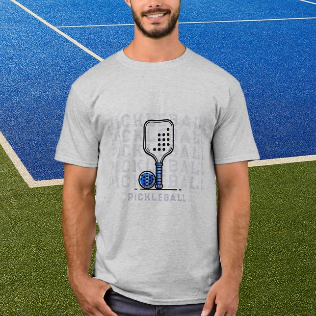T-shirt Custom Grey Pickleball Ajouter un nom Graphic T-Sh (Créateur téléchargé)