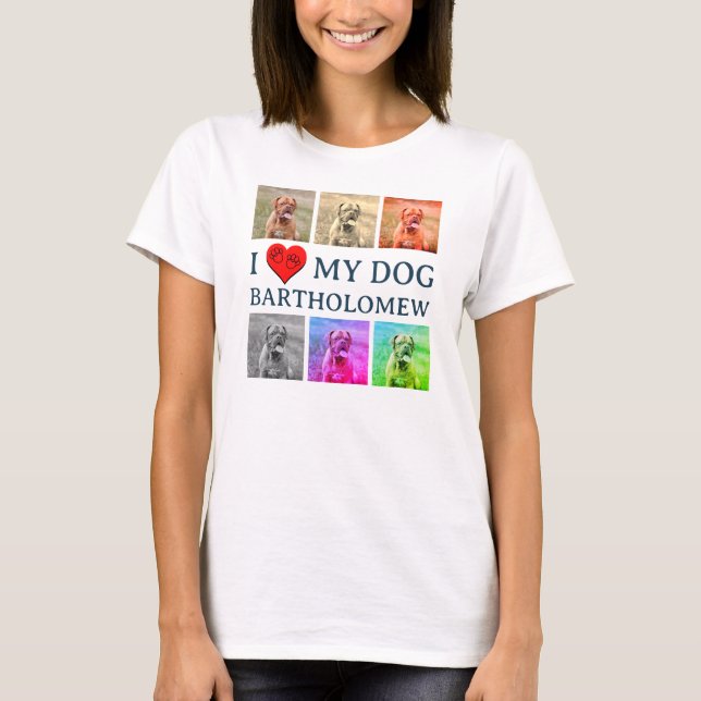 T-shirt Custom I LOVE MY DOG Pop Art Pet Lover (Devant)