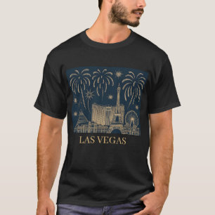 T-shirt Custom Las Vegas Skyline Gold Line Art Vintage