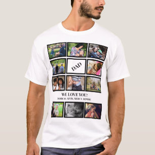 T-shirt Custom Modern Papa Fête des pères 11 Photo Collage