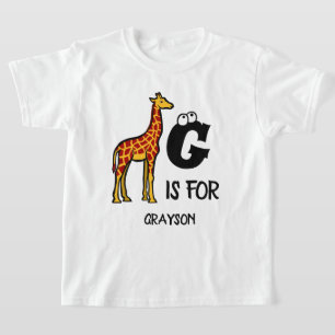T-shirt Custom monogram G is for Giraffe cute giraffes
