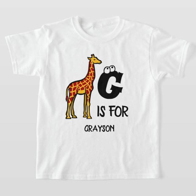 T-shirt Custom monogram G is for Giraffe cute giraffes (Poser)