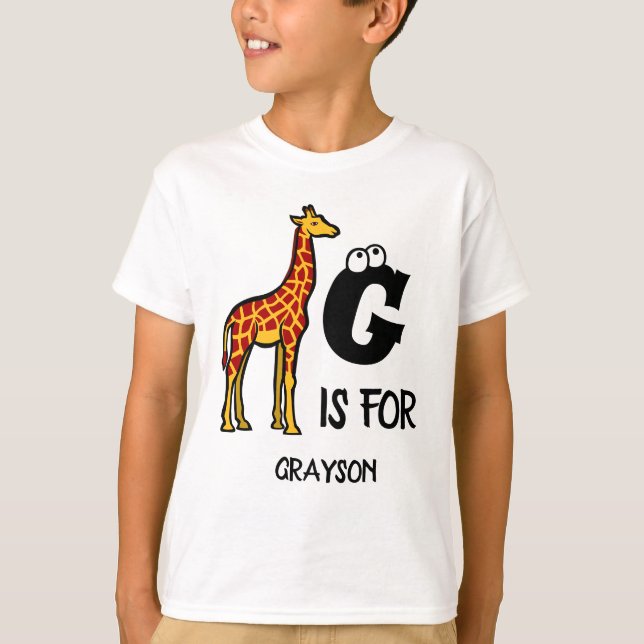 T-shirt Custom monogram G is for Giraffe cute giraffes (Devant)